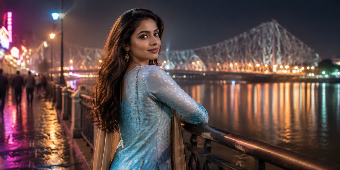 Kolkata's Howrah Bridge with festive promotions