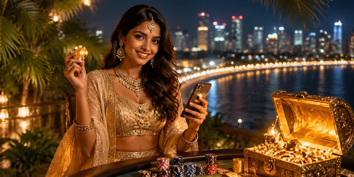 Poker game scene from Mumbai Marine Drive with festive atmosphere
